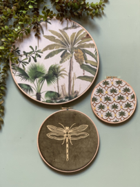 Muurhangerset palm blockprint green