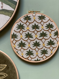 Muurhangerset palm blockprint green