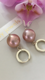 pareloorbellen metallic roze (zilver)