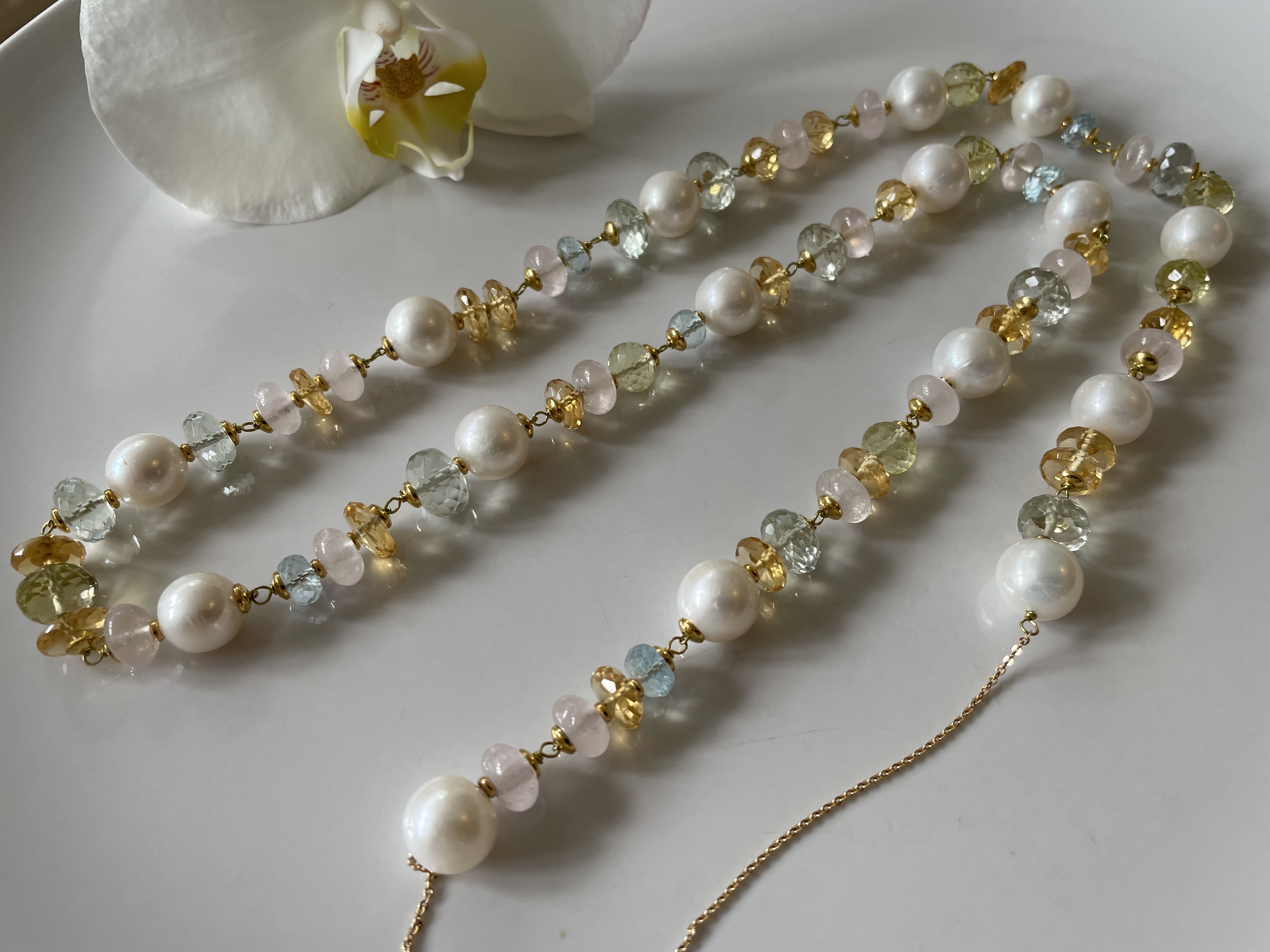 parelketting pastel edelsteen