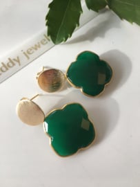 groene onyx klaver oorbellen