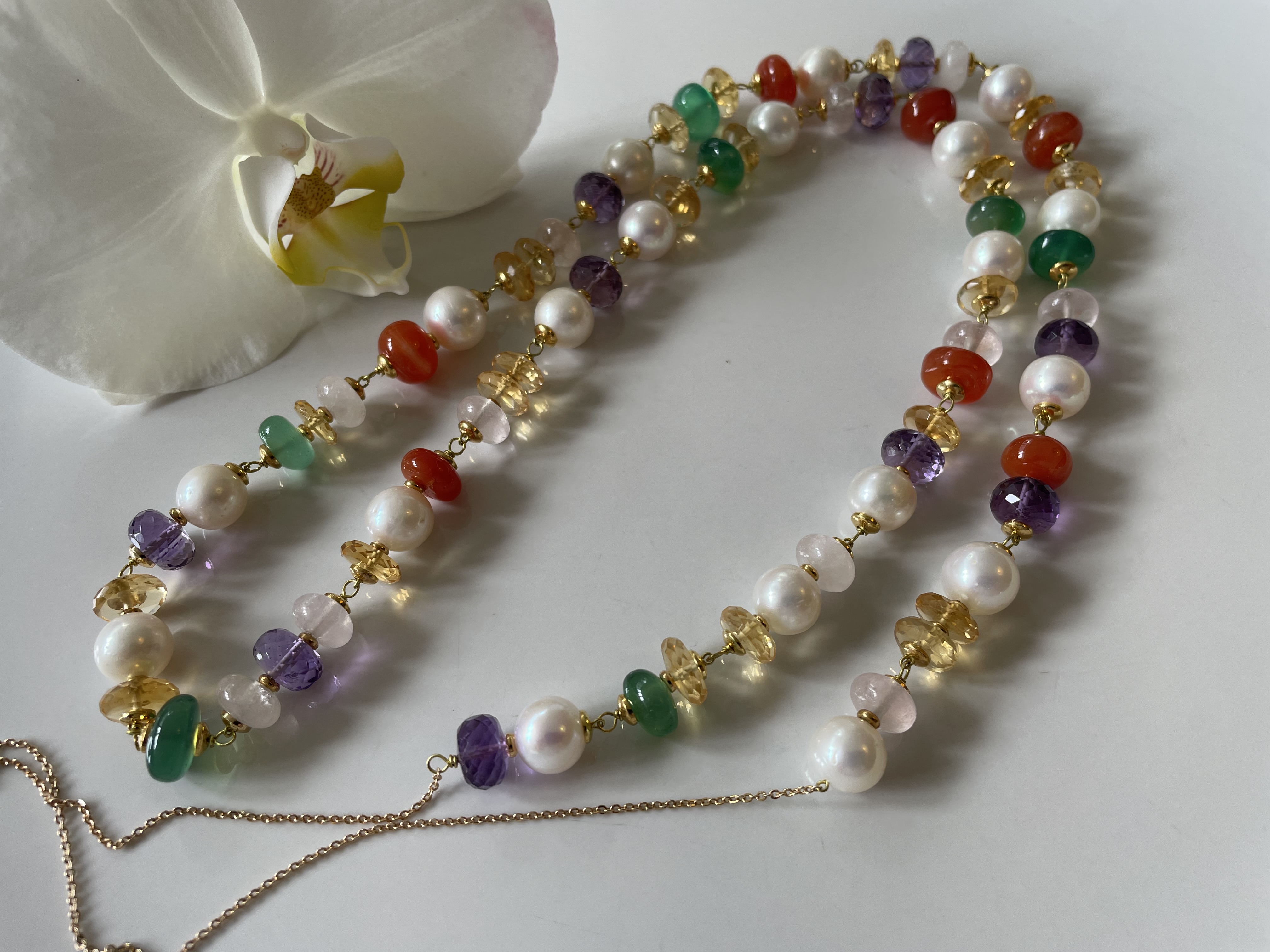 parelketting amethist carneool groene onyx
