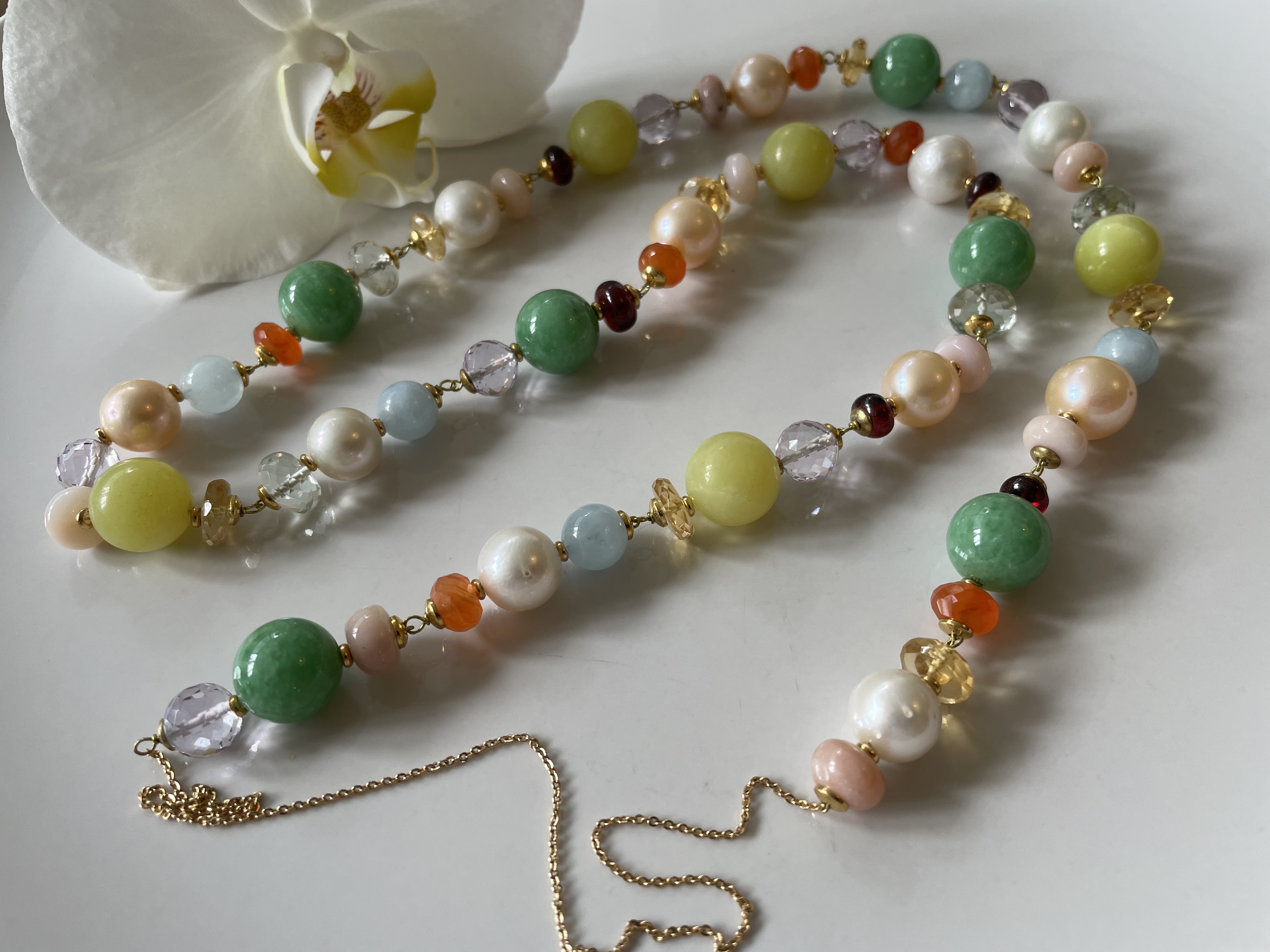 parelketting multi edelsteen