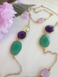 groene chrysopraas amethist roze chalcedoon limoenkwarts ketting