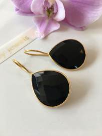 zwarte onyx drop oorbellen