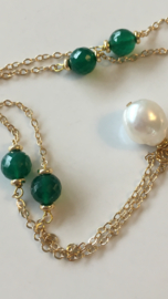 parelketting met groene onyx