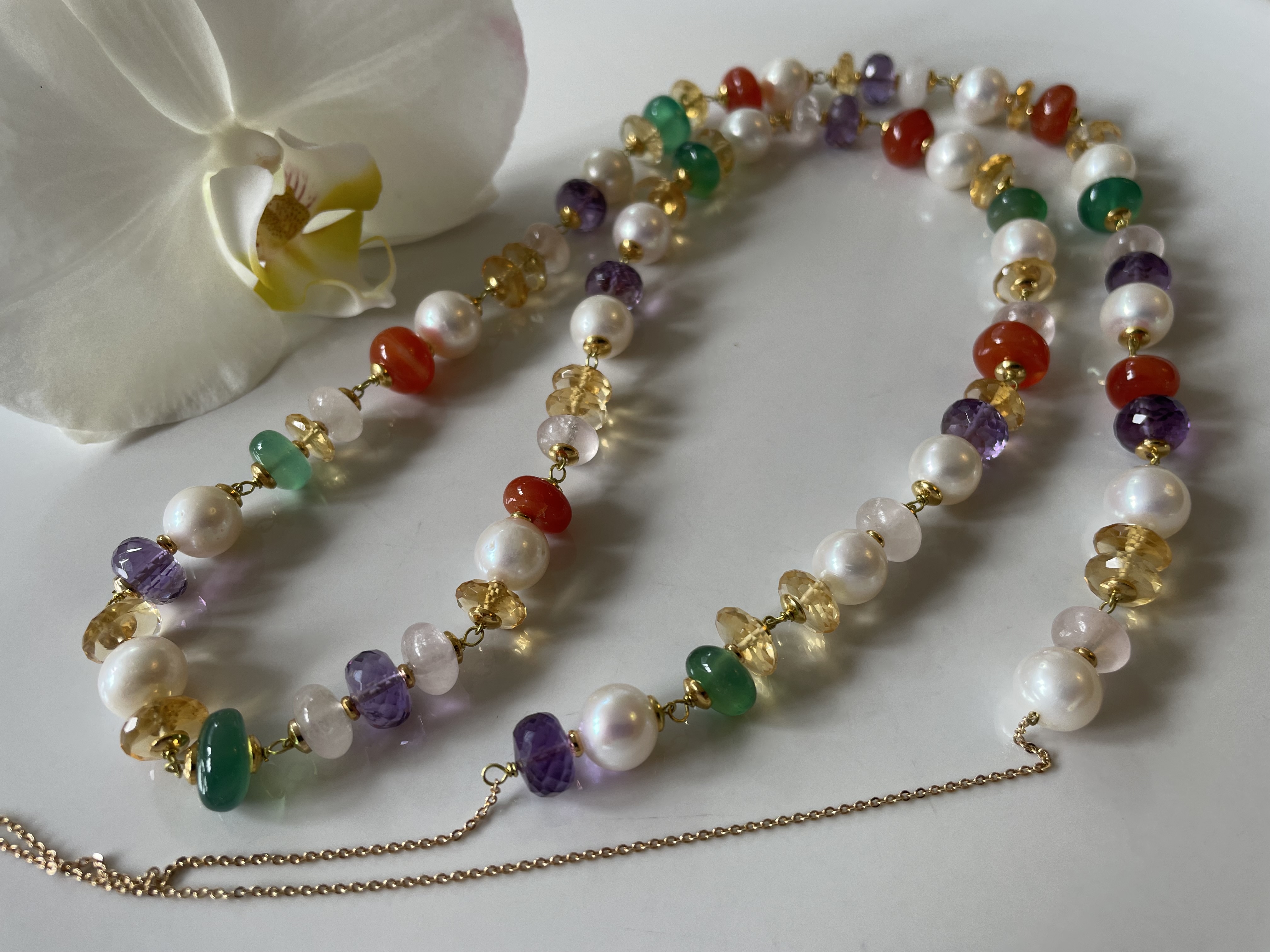 parelketting amethist carneool groene onyx