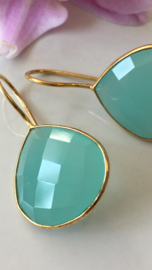 aqua chalcedoon oorbellen