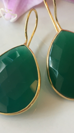 groene onyx oorbellen (grote druppel)