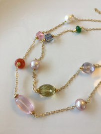parelketting multi edelsteen