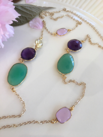 groene chrysopraas amethist roze chalcedoon limoenkwarts ketting