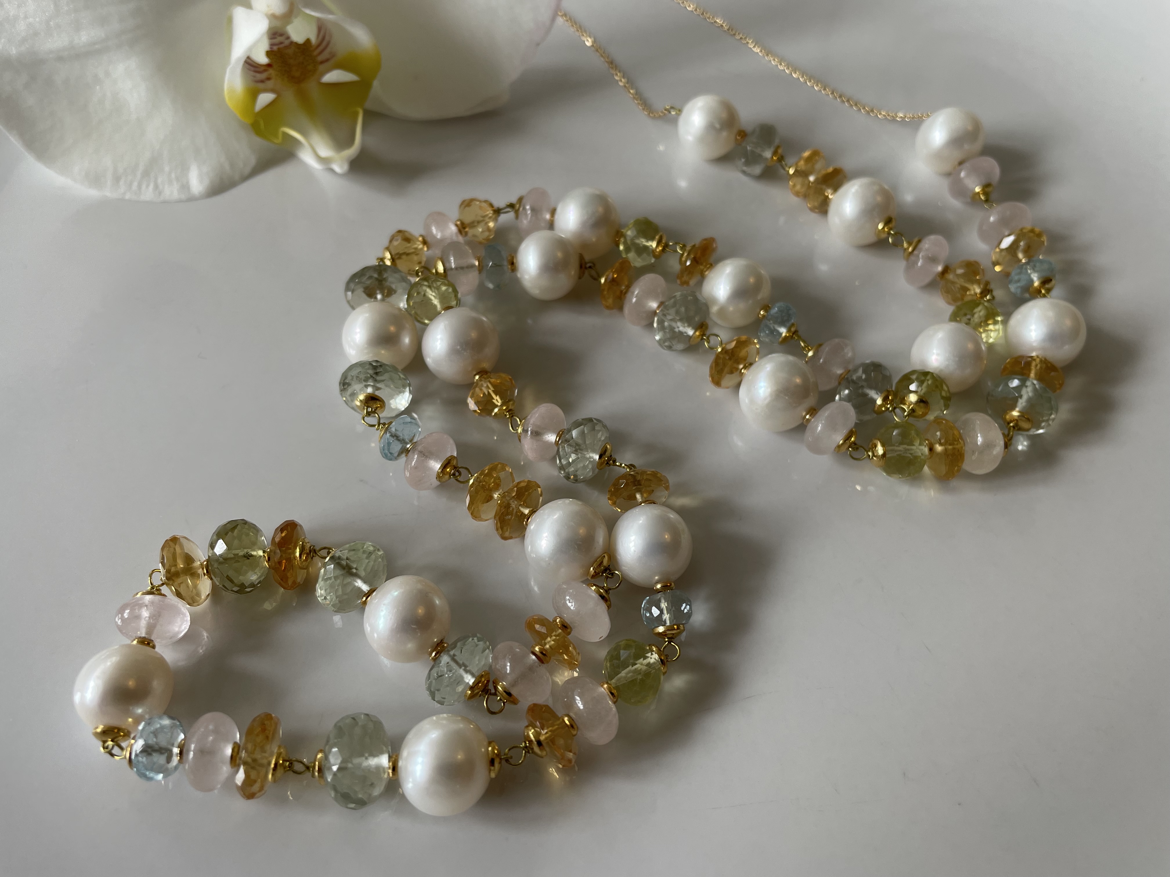 parelketting pastel edelsteen