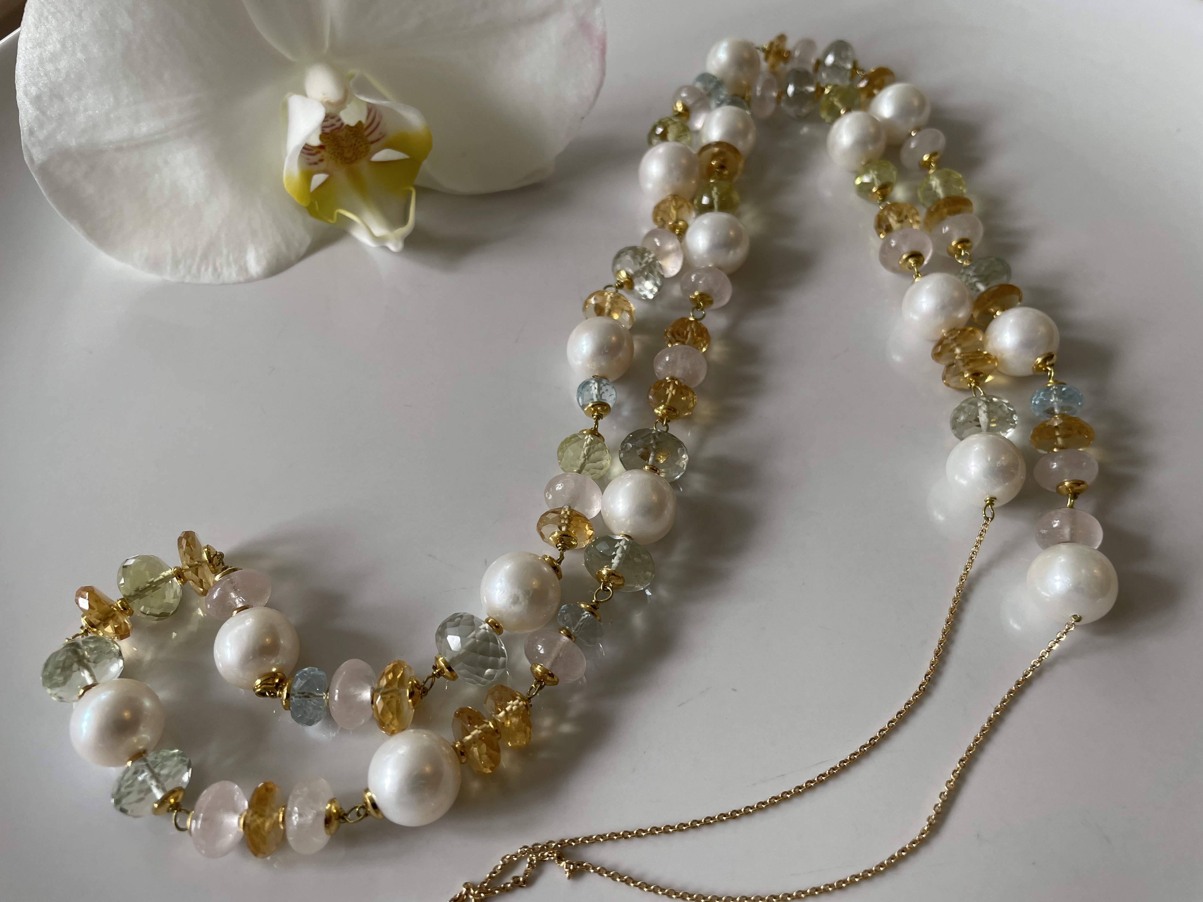 parelketting pastel edelsteen