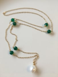 parelketting met groene onyx