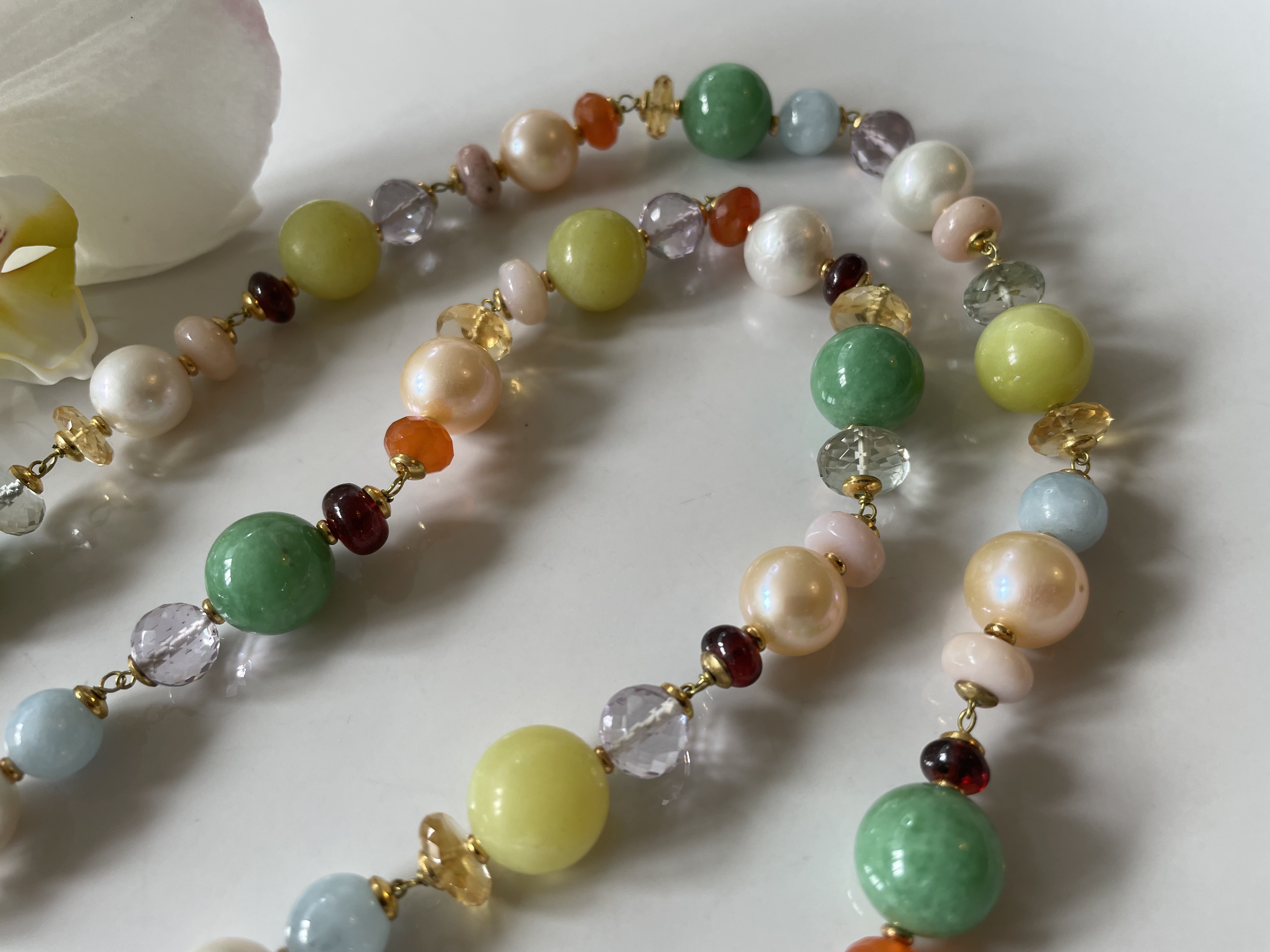 parelketting multi edelsteen