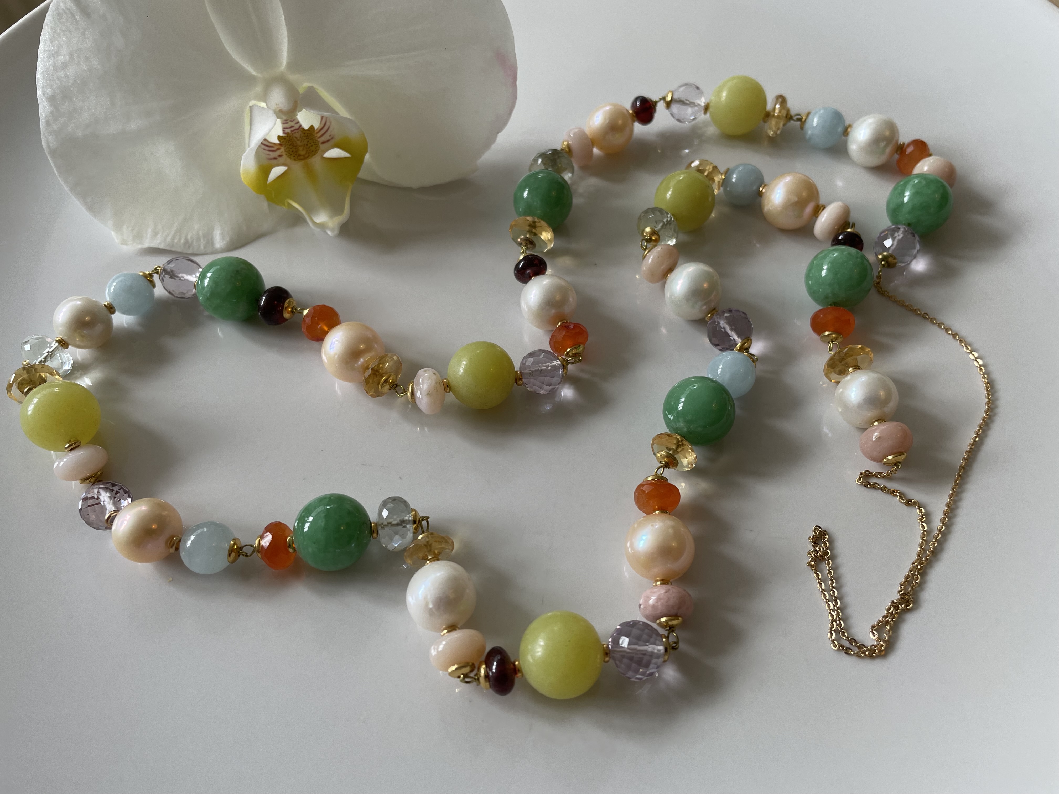 parelketting multi edelsteen