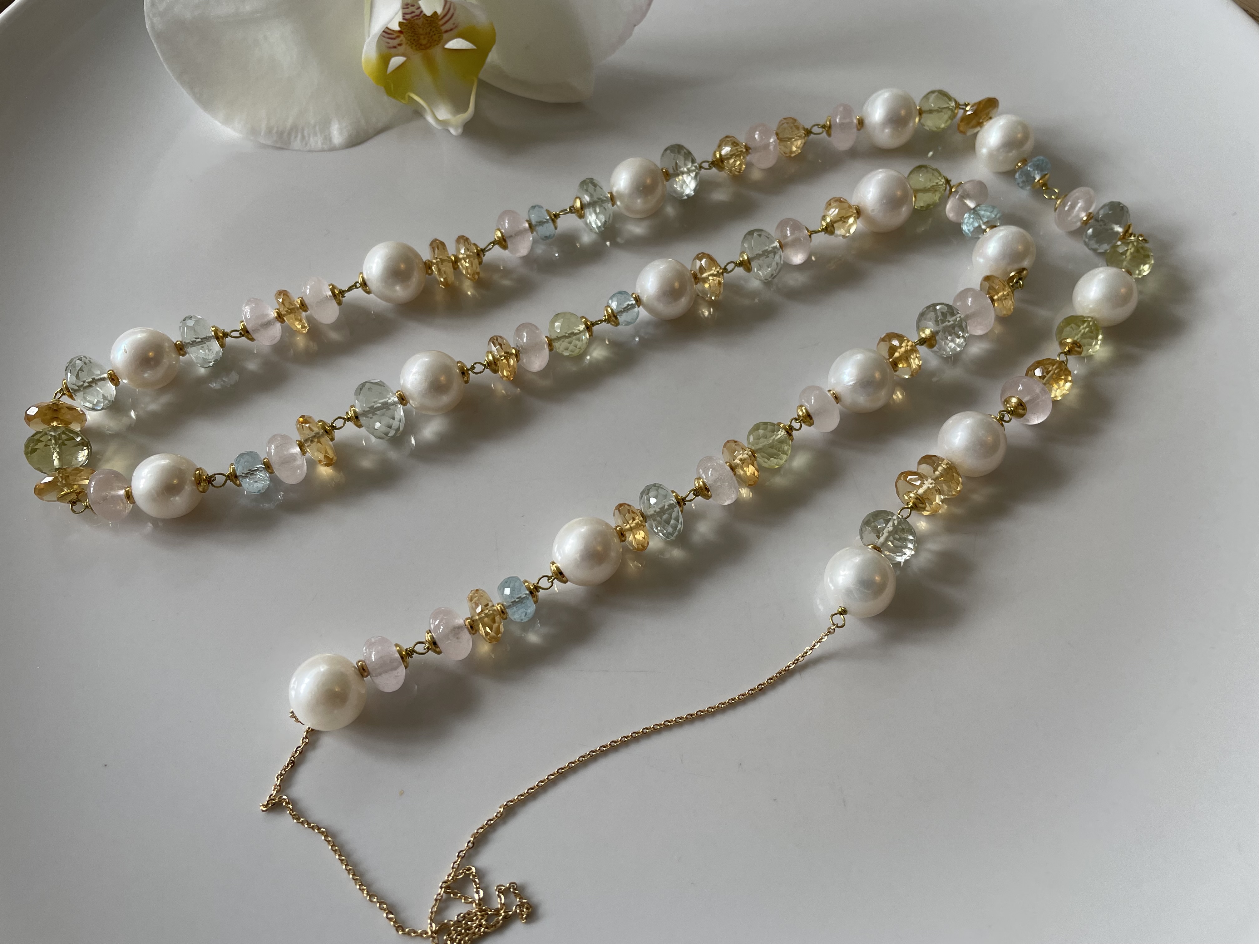 parelketting pastel edelsteen