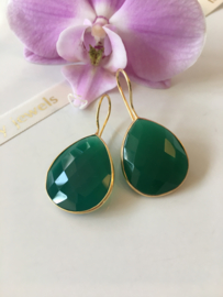 groene onyx oorbellen (grote druppel)