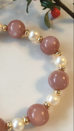 "peach moonstone" Akoya parelarmband