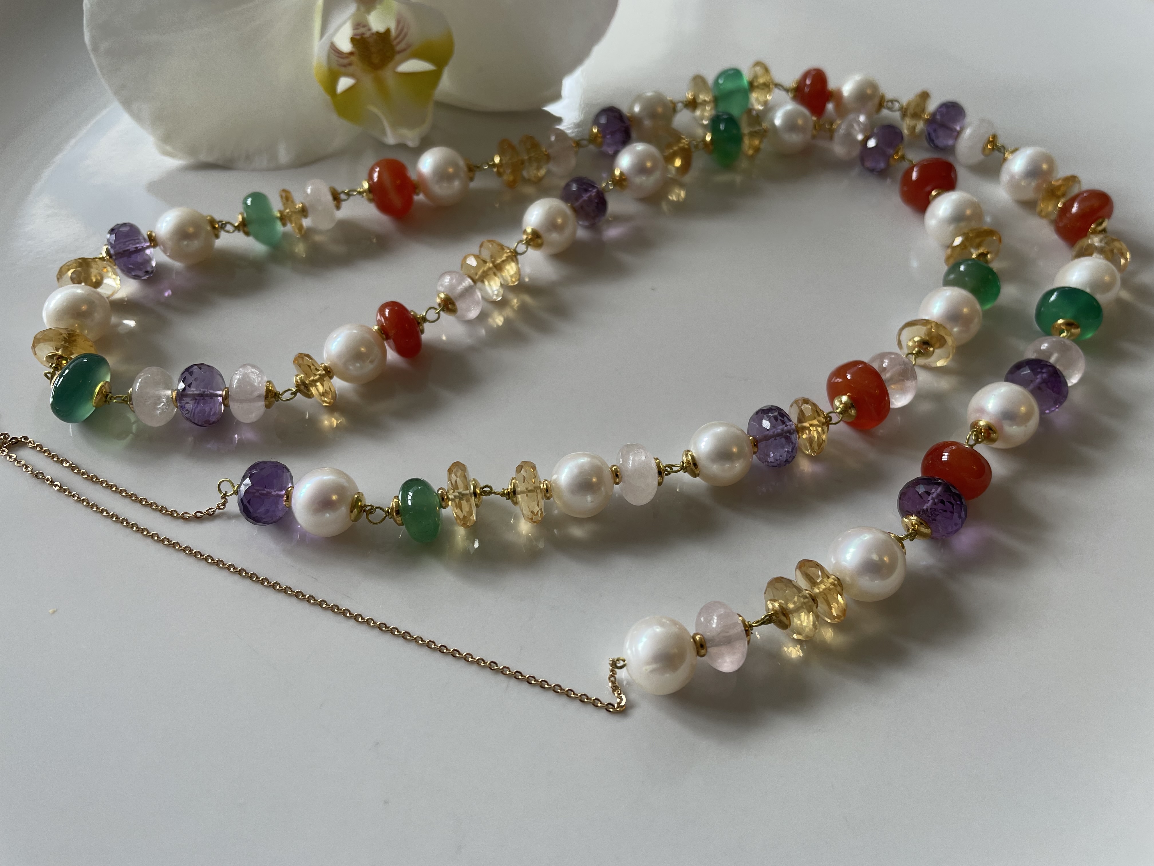 parelketting amethist carneool groene onyx
