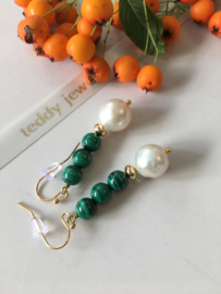 malachiet dangle pareloorbellen