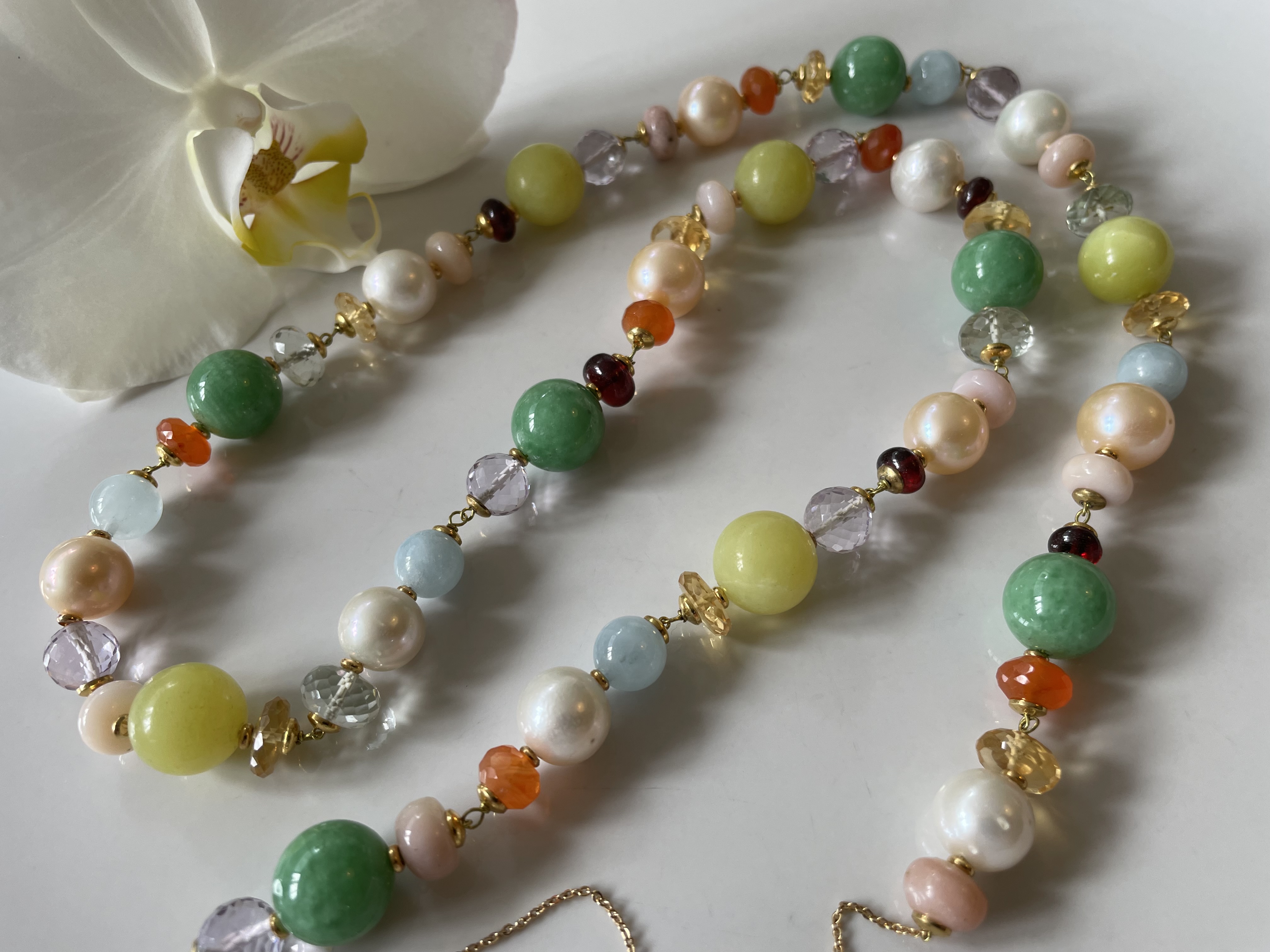 parelketting multi edelsteen