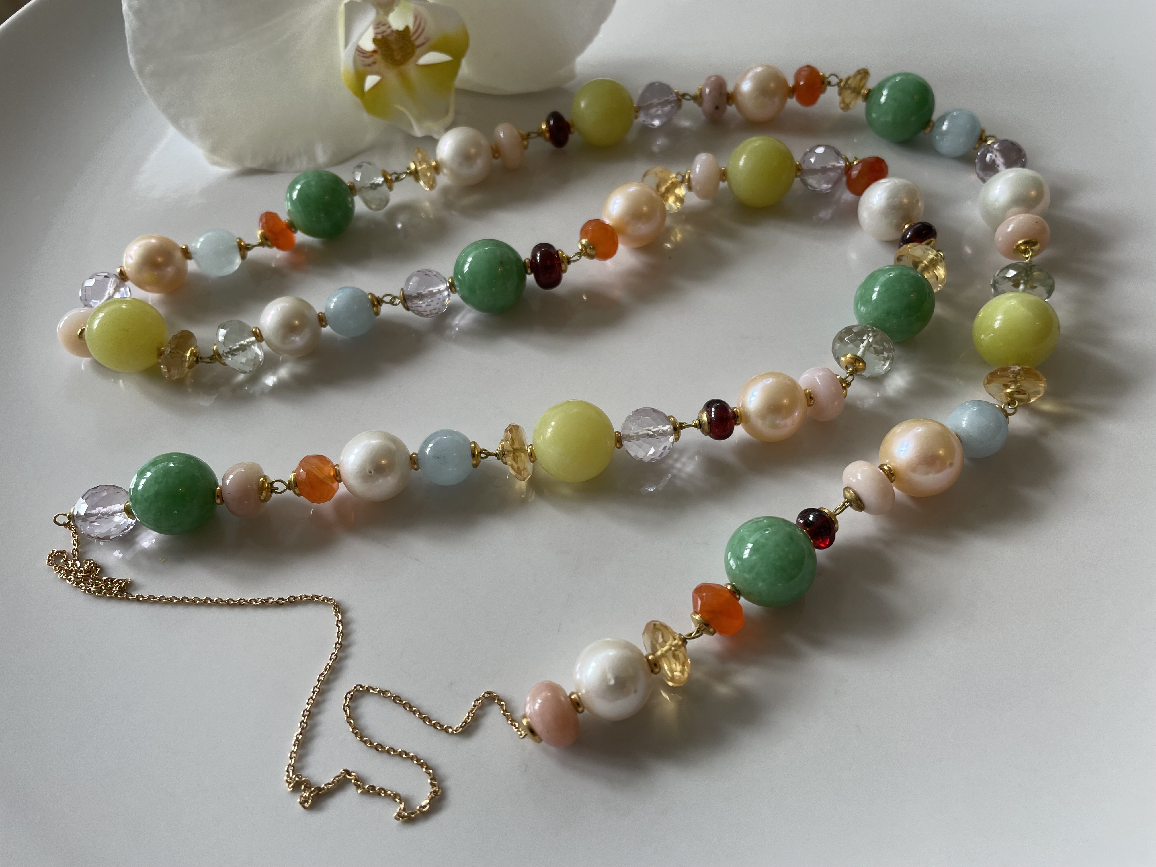 parelketting multi edelsteen
