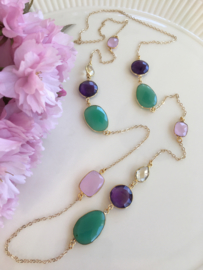 groene chrysopraas amethist roze chalcedoon limoenkwarts ketting