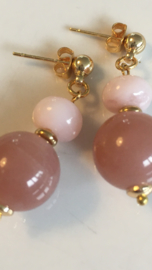 moonstone roze opaal oorbellen