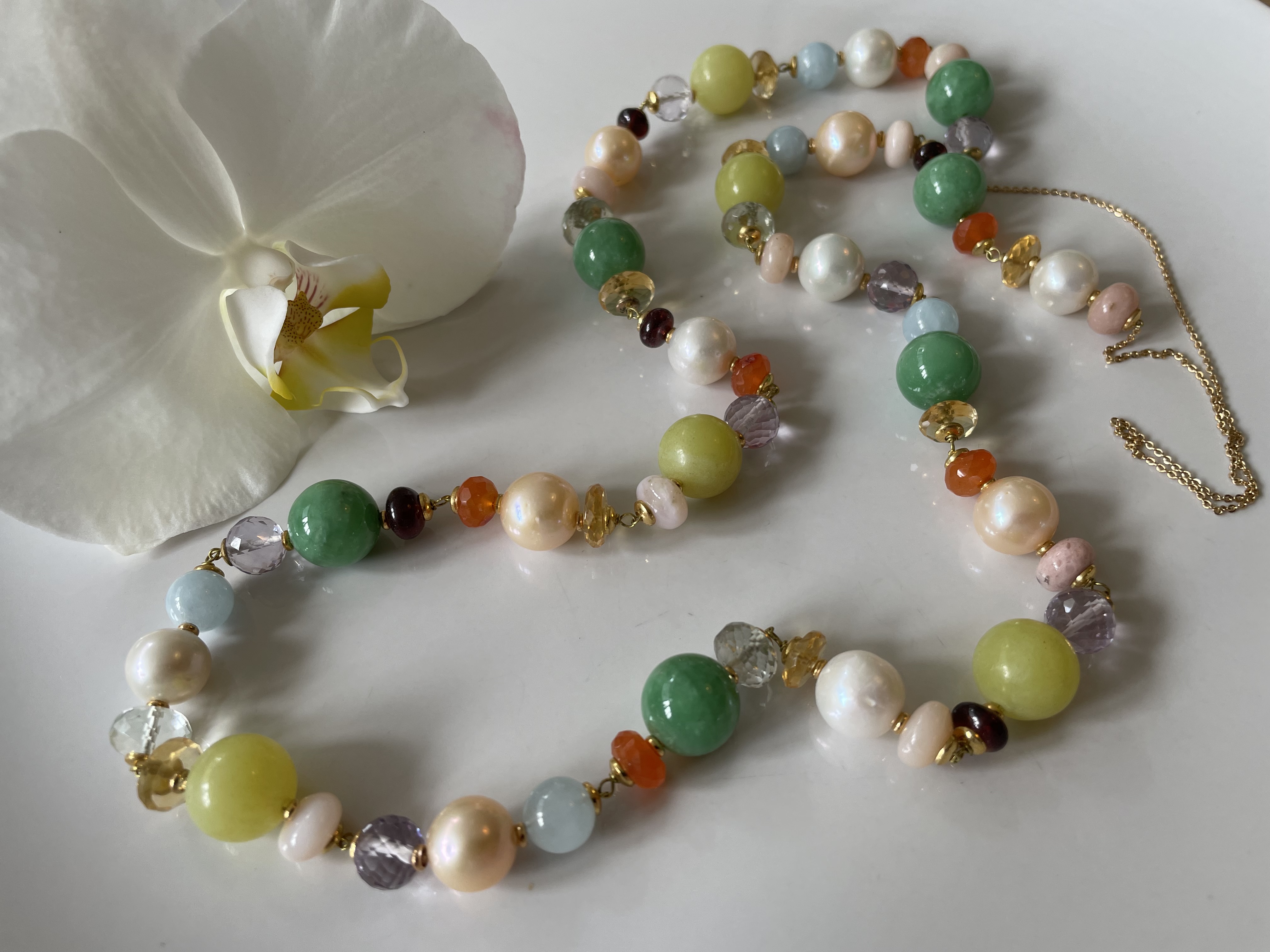parelketting multi edelsteen