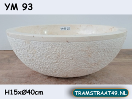 Ronde pompbak wit/beige marmer YM93 (Ø40 cm)