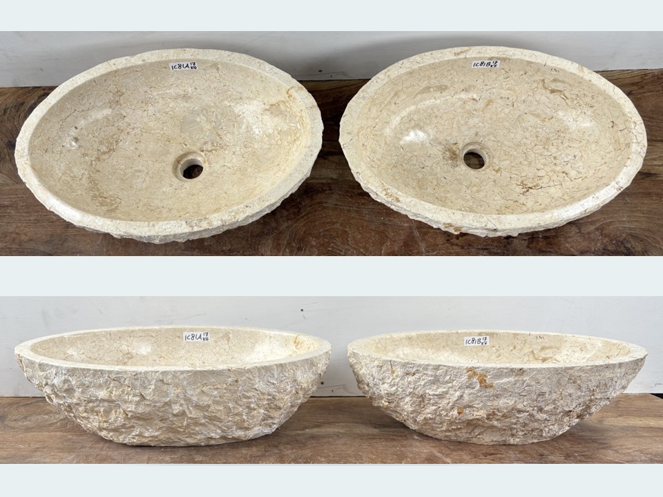 Set lavabo riviersteen beige/wit IC81 (51x36cm)