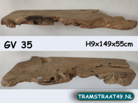 Waskom opzet plank van teak wortel GV35