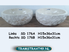 Kleine set waskom wit / beige SD176 (36x31cm)