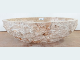 Brede lavabo riviersteen kleurig CW82 (51x41cm)