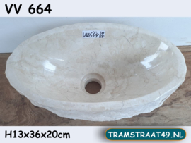 Marmeren lavabo wc wit/beige VV664 (36x20cm)