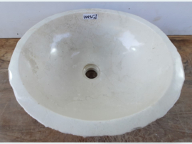 Wit / beige wasbak riviersteen VV436 (41x36cm)