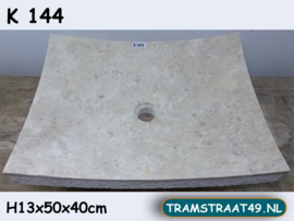 Vierkante wasbak wit / beige marmer K144