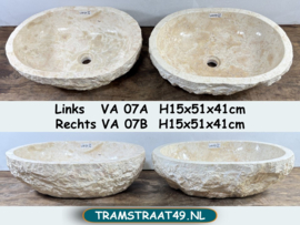Set riviersteen lavabo natuursteen beige/wit VA07