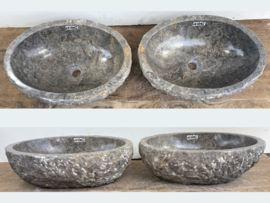 Set lavabo riviersteen grijs/wit/beige UK169 (51x36cm)