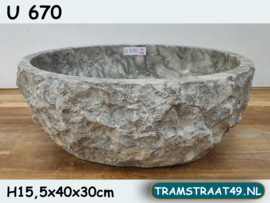 Waskom badkamer grijs/wit marmer U670 (40x30cm)