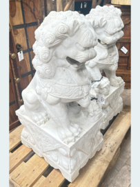 Grote Foo Dog beelden van wit marmer