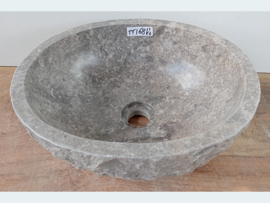 Riviersteen waskom grijs/wit TT168 (37x31cm)