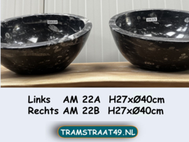 Set wastafel ammoniet zwart AM22 (Ø40cm)