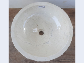 Beige / wit wastafel natuursteen rond VV416 (H15xØ41cm)