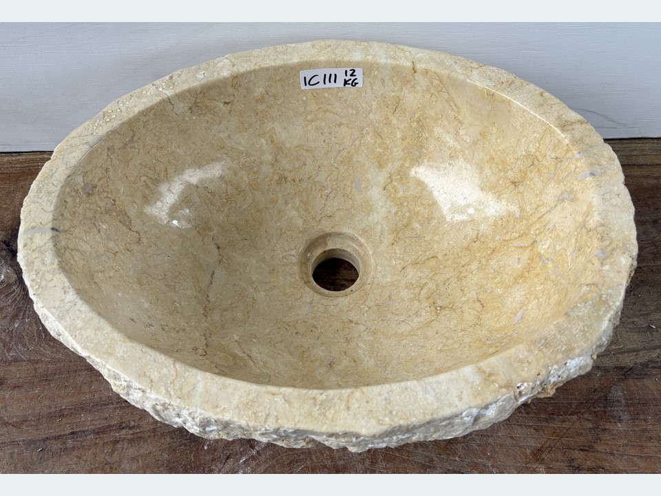 Badkamer waskom riviersteen beige/wit IC111 (41x31cm)