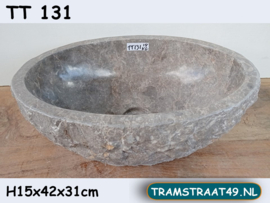 Grijs / beige / wit waskom marmer TT131 (42x31cm)