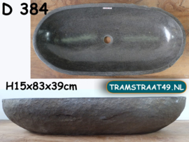 Grijze waskom trog van riviersteen (83x39cm)