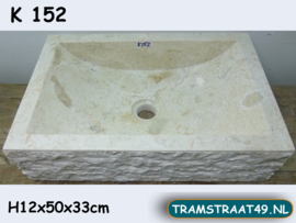 Vierkant wastafel natuursteen marmer K152 (50x33cm)