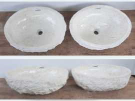 Twee waskommen uit dezelfde steen wit / beige VV307 (52x41cm)